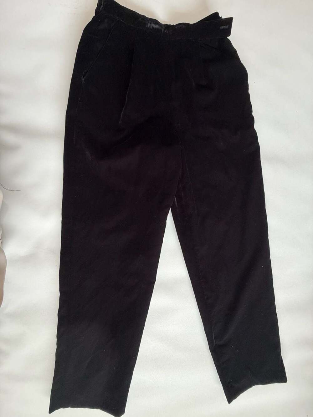 Joan Leslie Womens 6P Black Velvet Pleated Tapered Pants High Waist Vintage